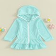 thumbnail image 2 of MesaSe Enfants Fille Robe à Capuche Couleur Unie à Volants à Manches Longues Robe de Plage, 2 of 8