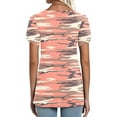 thumbnail image 3 of Amoretu Womens Vneck Tshirts Camouflage Tee Shirt Petal Sleeve Tops Pink XL, 3 of 4