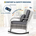 thumbnail image 4 of Rattan Garden Furniture Set, Outdoor Rocking Chairs and with Cushions & Pillows, Wicker Patio Bistro Set for Balcony Garden, 4 of 6