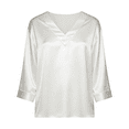 thumbnail image 2 of Womens Satin Silk Shirts Elegant Casual 3/4 Sleeve Work Shirt V Neck Lightweight Loose Blouse Summer Fashion Business Tops, 2 of 5