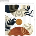 thumbnail image 3 of Boho Mid Century Shower Curtain 60Wx72H Inches Abstract Golden Dots Leaves Modern Geometric Minimalist Aesthetic Bathroom Cloth Fabric Waterproof Polyester Home Decor Set with Hooks, 3 of 6