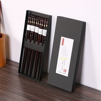 HEMOTON  5 Pairs/Box Solid Wood Chopsticks Japanese Kitchen Utensils