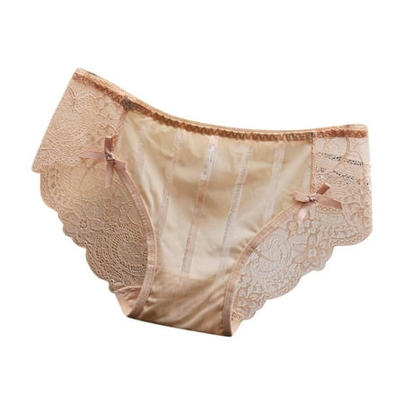 MQLKF Traceless Lace Panties For Women With Low Waist Sexy Sweet And Refreshing Silk Smooth Crotch Triangle Pants Breathable Basic Stylish Women Underwear
