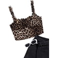 thumbnail image 5 of Women's Frill Trim Strap Tie Knot Ruched Front Bustier Crop Top, 5 of 5