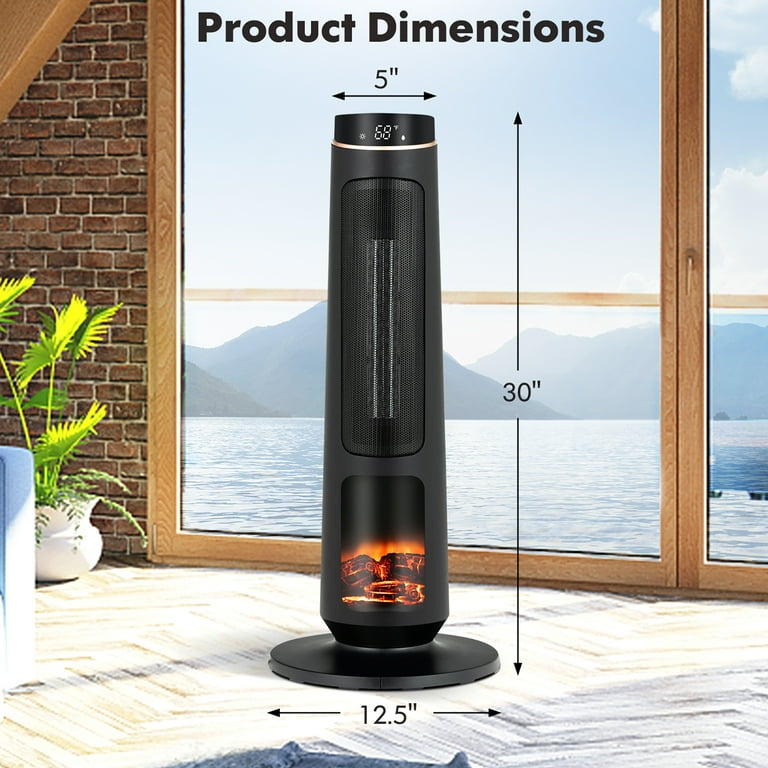 BLACK+DECKER Up to 1500-Watt Ceramic Tower Indoor Electric Space Heater  with Thermostat in the Electric Space Heaters department at
