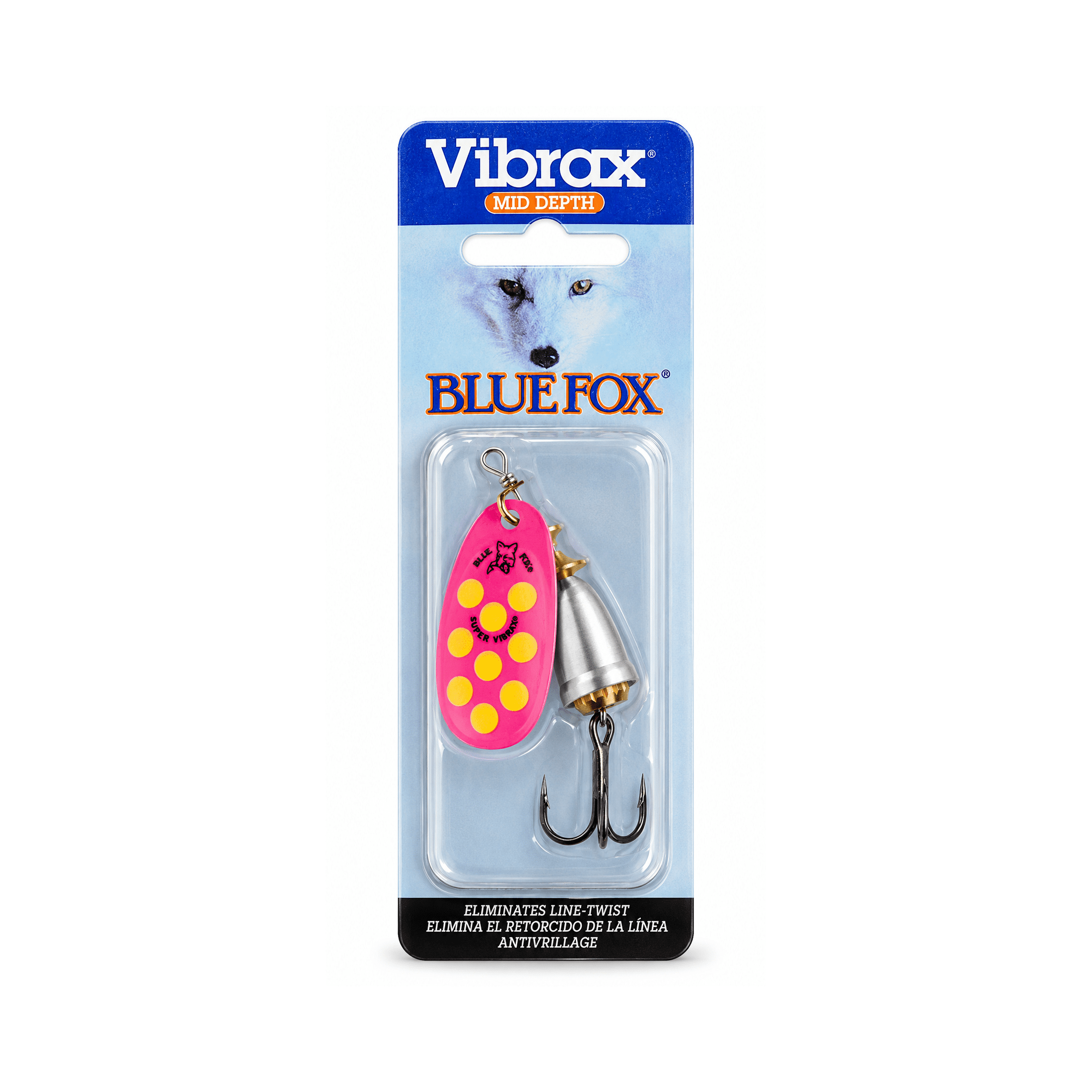 (2 pack) Blue Fox Classic Vibrax Size 4 Inline Spinner Lure 3/8 oz Hot Pink/Flo Yellow/Silver