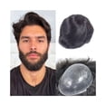 thumbnail image 2 of #1B Natural Black PU Men's Toupee V Loop Human Hair Replacement System, 2 of 7