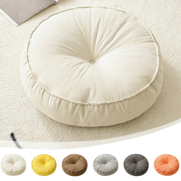 Yhmxh Round Solid Floor Pillow, Tufted Meditation Pillow for Seating on Floor Thick Seat Cushion Meditation Cushion, Memory Foam Floor Cushions for Yoga Living Room Sofa Balcony Outdoor 18"x18"x4"