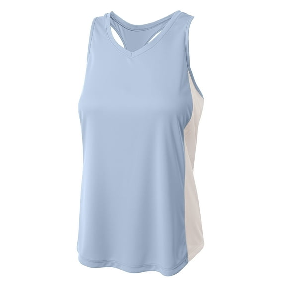 A4 NW2009 Womens Pacer Singlet with Racerback - Lt Blue/White - XS