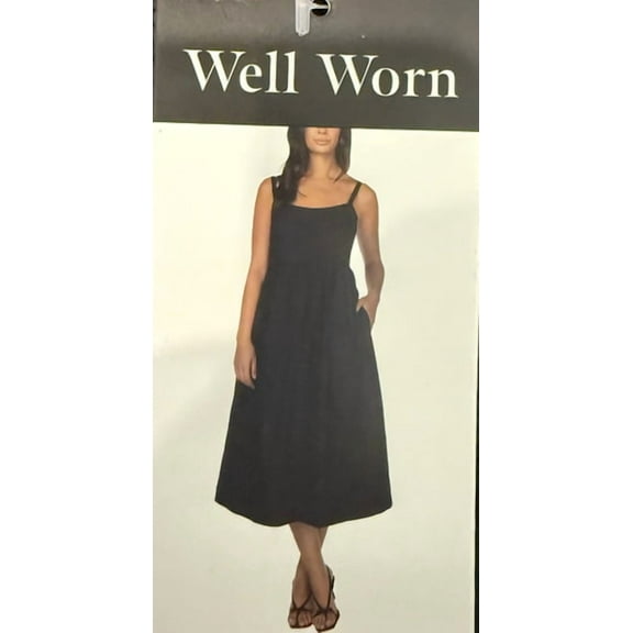 Well Worn Womens black Poplin Dress, Medium