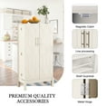 thumbnail image 4 of HLR 45" Kitchen Pantry Cabinet with Doors and Adjustable Shelves, Food Storage for Dining Room, Ivory White, 4 of 10