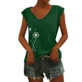 thumbnail image 1 of Playeras,Blusas y Tops,Ropa para Mujer Camisetas Sin Mangas Para Mujer Camiseta sin mangas con manga casquillo para mujer, cuello en V, color sólido, camisa informal, blusa suelta (Green, XL), 1 of 4