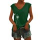 thumbnail image 1 of Playeras,Blusas y Tops,Ropa para Mujer Camisetas Sin Mangas Para Mujer Camiseta sin mangas con manga casquillo para mujer, cuello en V, color sólido, camisa informal, blusa suelta (Green, XXL), 1 of 4