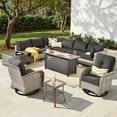 thumbnail image 5 of Toject 11 Pieces Patio Furniture Set All Weather Wicker Outdoor Conversation Set with 54" Fire Pit Outside Furniture Patio Sofa with Swivel Chairs & Solar Table, Black, 5 of 10