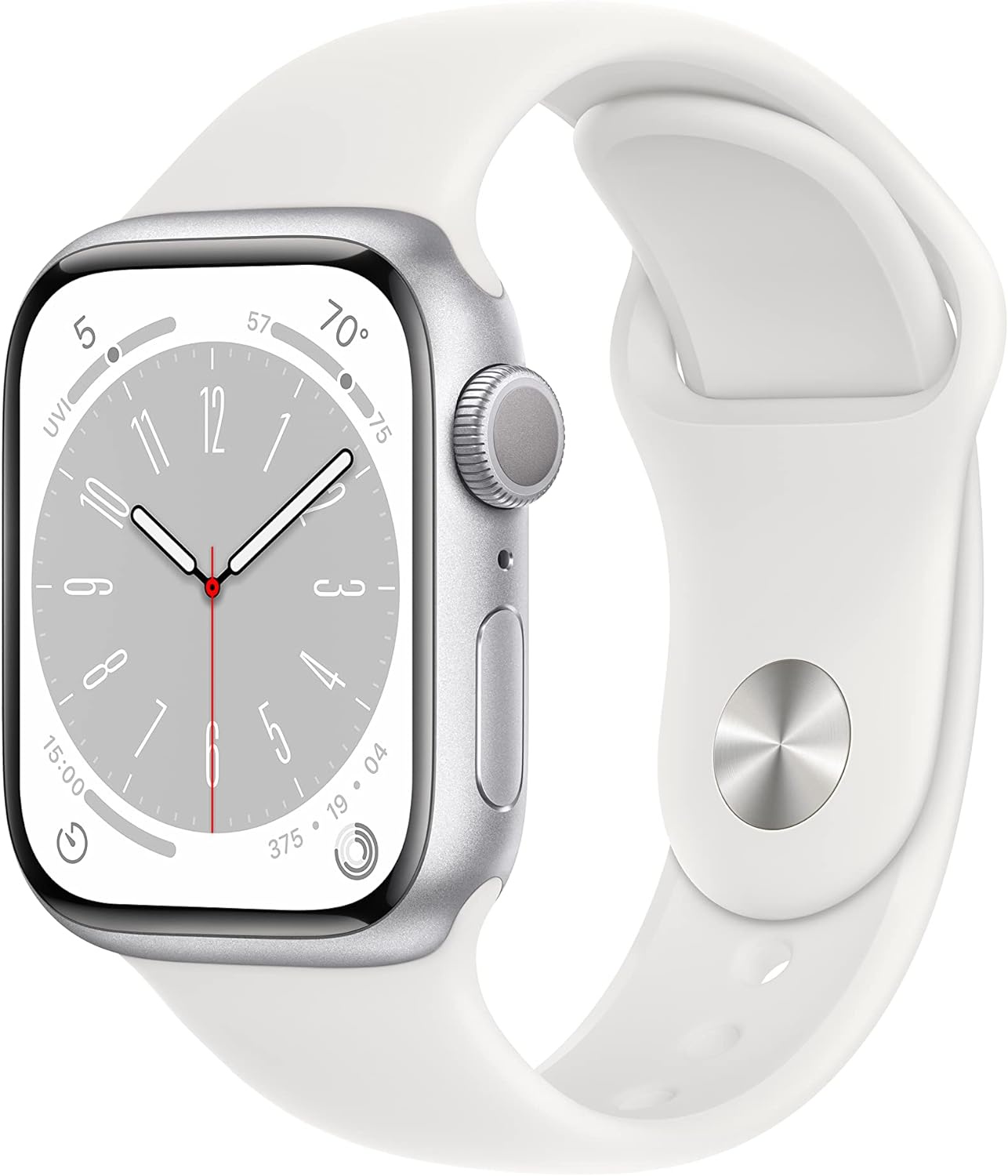 Apple Watch Series 8 GPS + Cellular, Silver Sport Band with Silver Aluminum Case/41 mm, 1, 1, 1