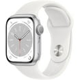 thumbnail image 2 of Restored Apple Watch Series 8 (GPS + Cellular, 41 mm) Silver Aluminum Case with Silver Sport Band Bundle 5 Bonus Bands, Charging Stand, Screen Protector, & 2 amp charger (Refurbished), 2 of 14