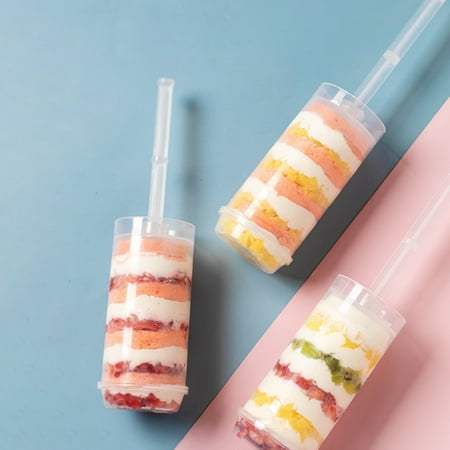 

Joernso 10Pcs Plastic Push Buckets Waterproof Lightweight Healthy Transparent Cake Buckets Baking Supplies for Home