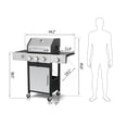 thumbnail image 5 of Gundir 3-Burner Propane Gas Grill with Side Burner, 37230 BTU Stainless Steel BBQ Grill, Enameled Cast Iron Grates & Foldable Side Tables, Heavy-Duty Wheels for Outdoor Cooking, 5 of 7