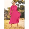 thumbnail image 3 of Vestido PRETTYGARDEN 2025 Midi con Escote en V y Mangas Largas Rosa Rosado XXL, 3 of 8