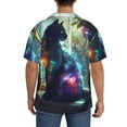 thumbnail image 3 of Xecao Cosmic Cat In Window Pattern Men's Short-Sleeve Cuban Collar Button-Down Shirt with Chest Pocket Lightweight Tropical Vacation Shirt-X-Large, 3 of 5