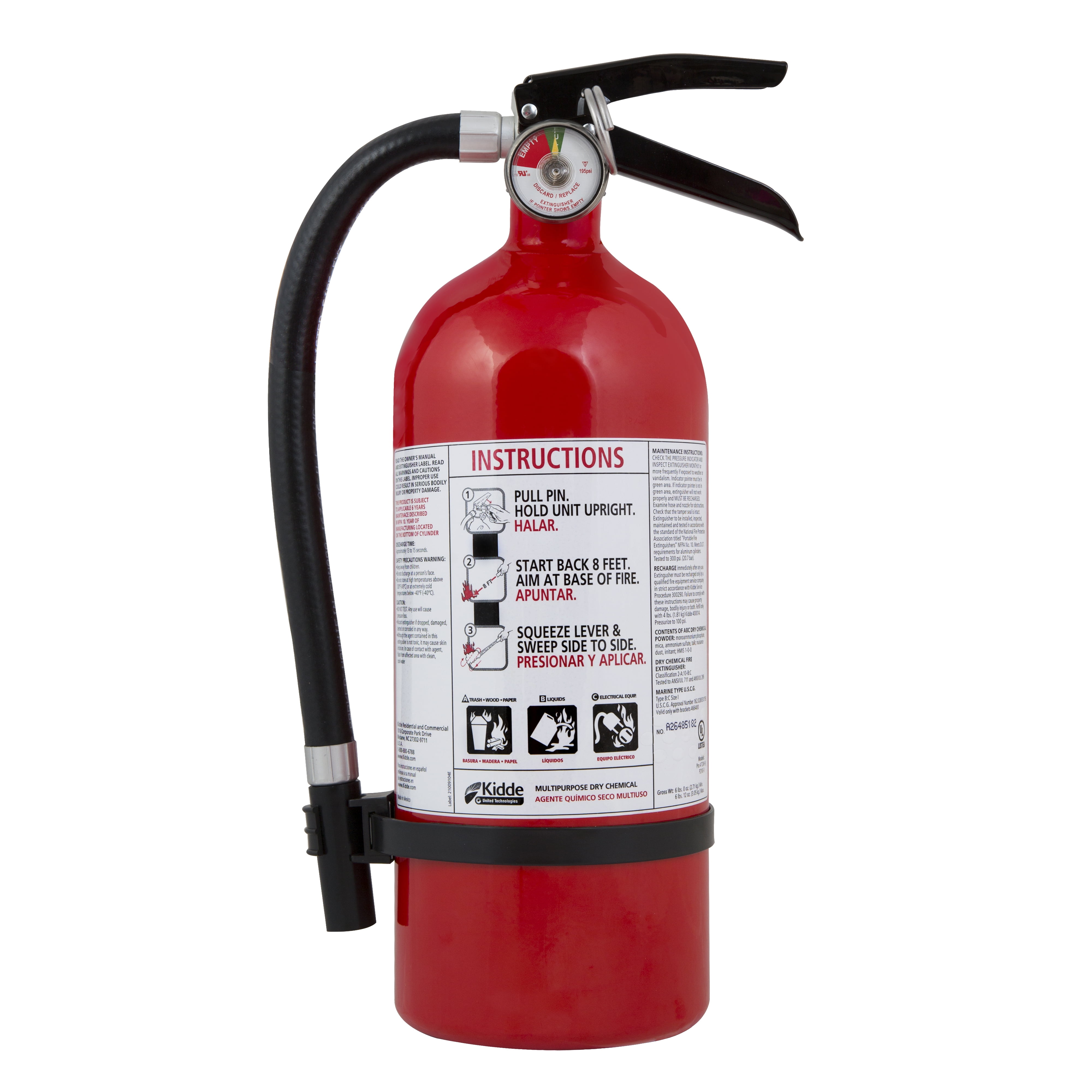 Kidde Fire Extinguisher UL Rated 2-A:10-B:C, Model KD143-210ABC