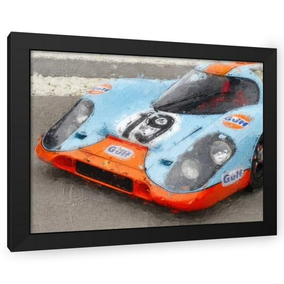 Stephen Chambers 24x19 Black Modern Wood Framed Wall Art Titled - Porsche 917 Gulf 12