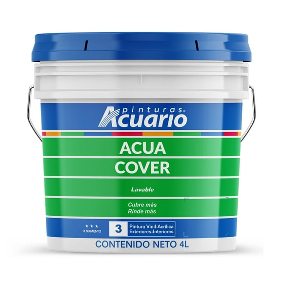 Pintura Vinil Acrílica Acuario Acua Cover 4 Litros Amarillo Intenso