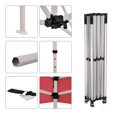 thumbnail image 4 of Red 10x15 Instant Canopy Tent with 3 Full Walls and 1 Half Wall - Commercial Grade Steel Frame with Water-Resistant Canopy Top and Sidewalls - Bonus Canopy Bag and Stake Kit Included (5 Colors), 4 of 8