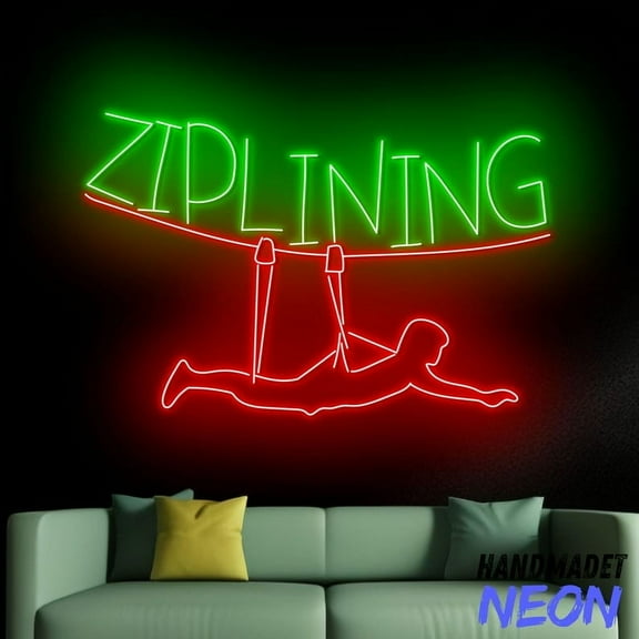 Handmadetneonsign Ziplining Neon Sign, Zipline Led Sign, Ziplining Neon Light, Sport Club Wall Art 91824