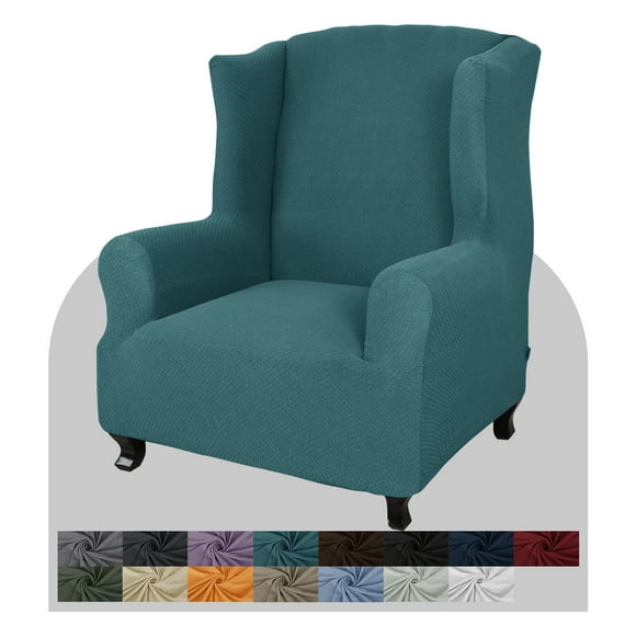 Super Stretch Wingback Chair Slipcover 1-Piece Soft Spandex Jacquard Wing Chair Cover Living Room Slipcovers for Wingback Chairs with Foam Rods Wingback Chair, Off White