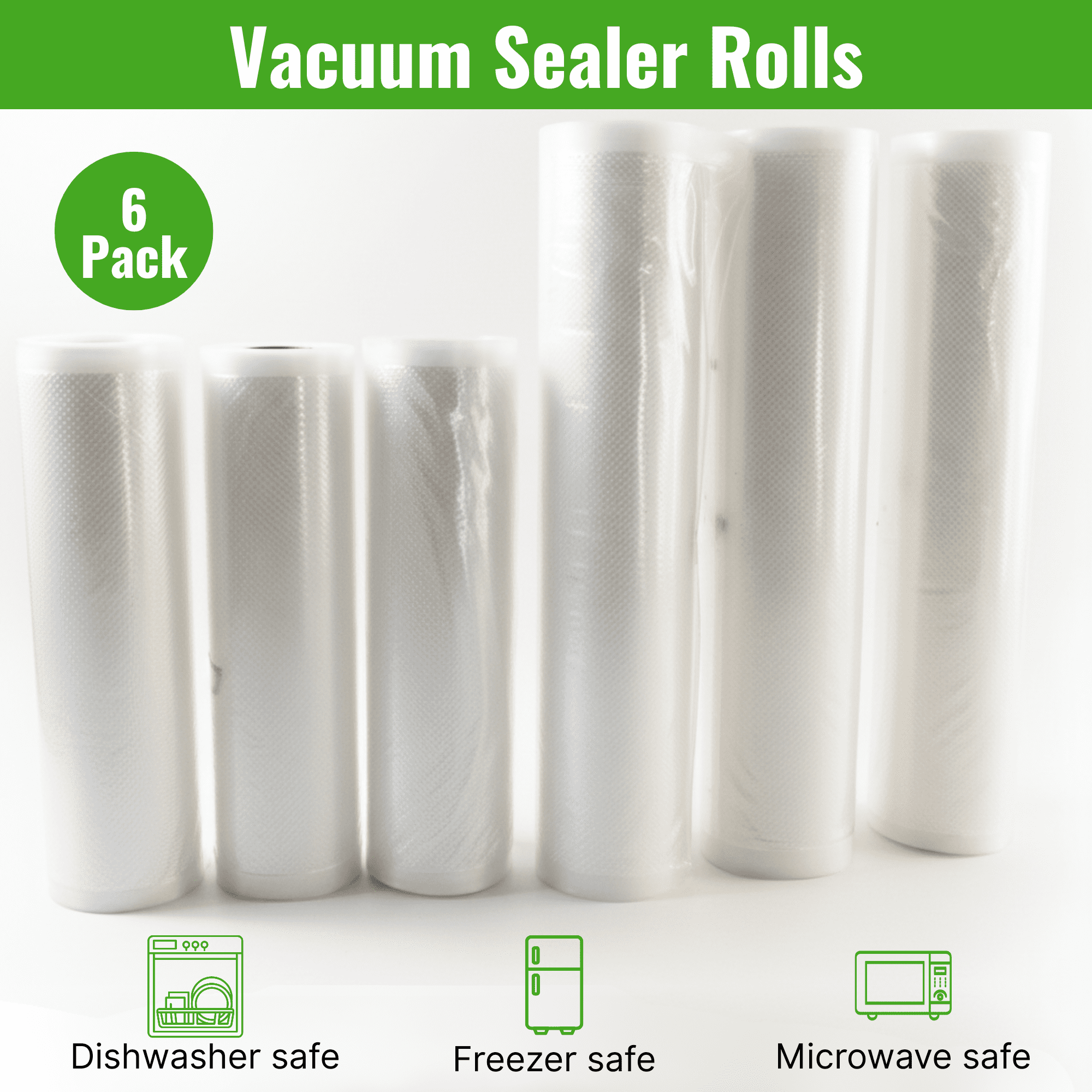 Vacuum Sealer Rolls 3 Pack (8" x 20'), BPA-Free Heavy Duty Food Storage Vacuum Bags Rolls, Custom Cut Vacuum Seal Bags Compatible with Most Vacuum Sealers Comfort Ope