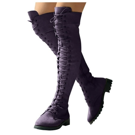 

Cowboy Boots for Women Lace-Up Side Zip Over-The-Knee Boots Boots for Women Fall Boots for Women 2024 Women s Knee-High Boots Womens Fashion Leather Shoes Ladies Bow Tie Thick Heel Long Boots