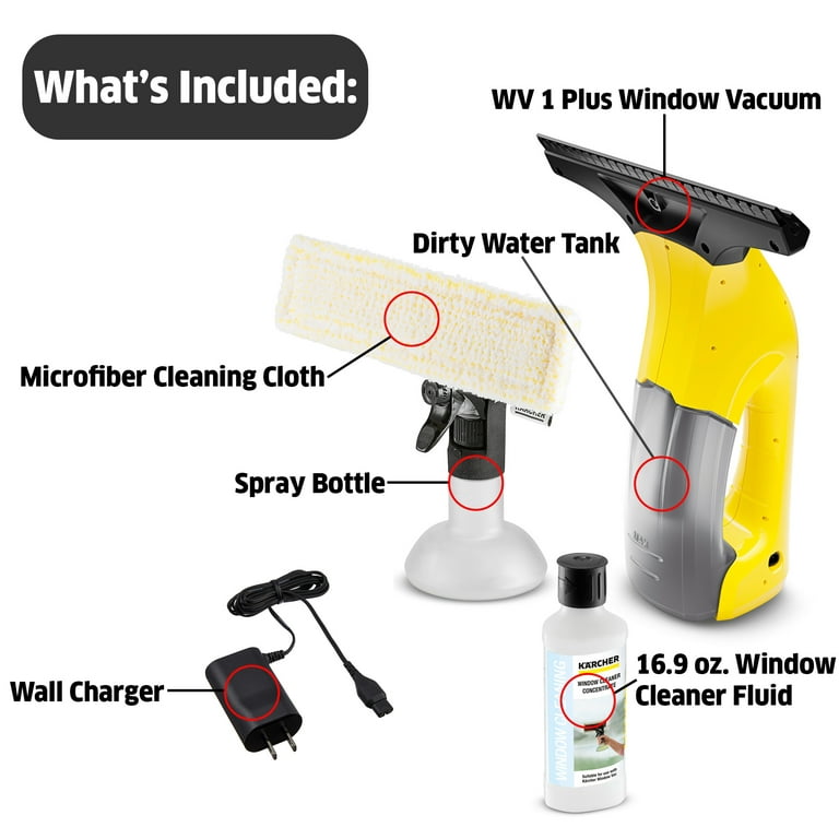 Cordless Window Glass Vacuum Cleaner with Squeegee Spray Bottle Water Tank  2 In 1 Portable Handheld