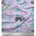 thumbnail image 1 of Soimoi Purple Poly Georgette Fabric Geometric Shapes,Wild Animal & Hippopotamus Kids Printed Craft Fabric by The Yard 52 Inch Wide, 1 of 1
