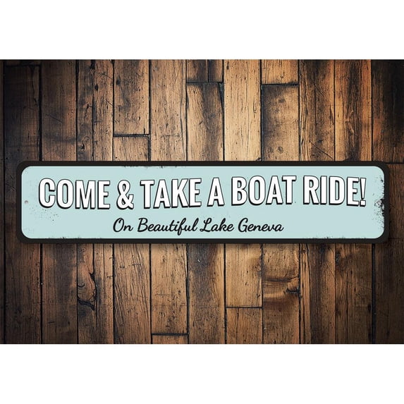Take a Boat Ride Novelty Sign, Metal Wall Decor - 4x18 inches