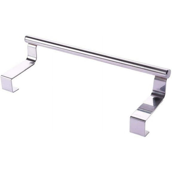 Kitchen Towel Holder Over Cabinet Door Tea Towel Hanger, Door Hook for Universal Fit on Inside or Outside of Cupboard Doors, Stainless Steel Storage-23CM
