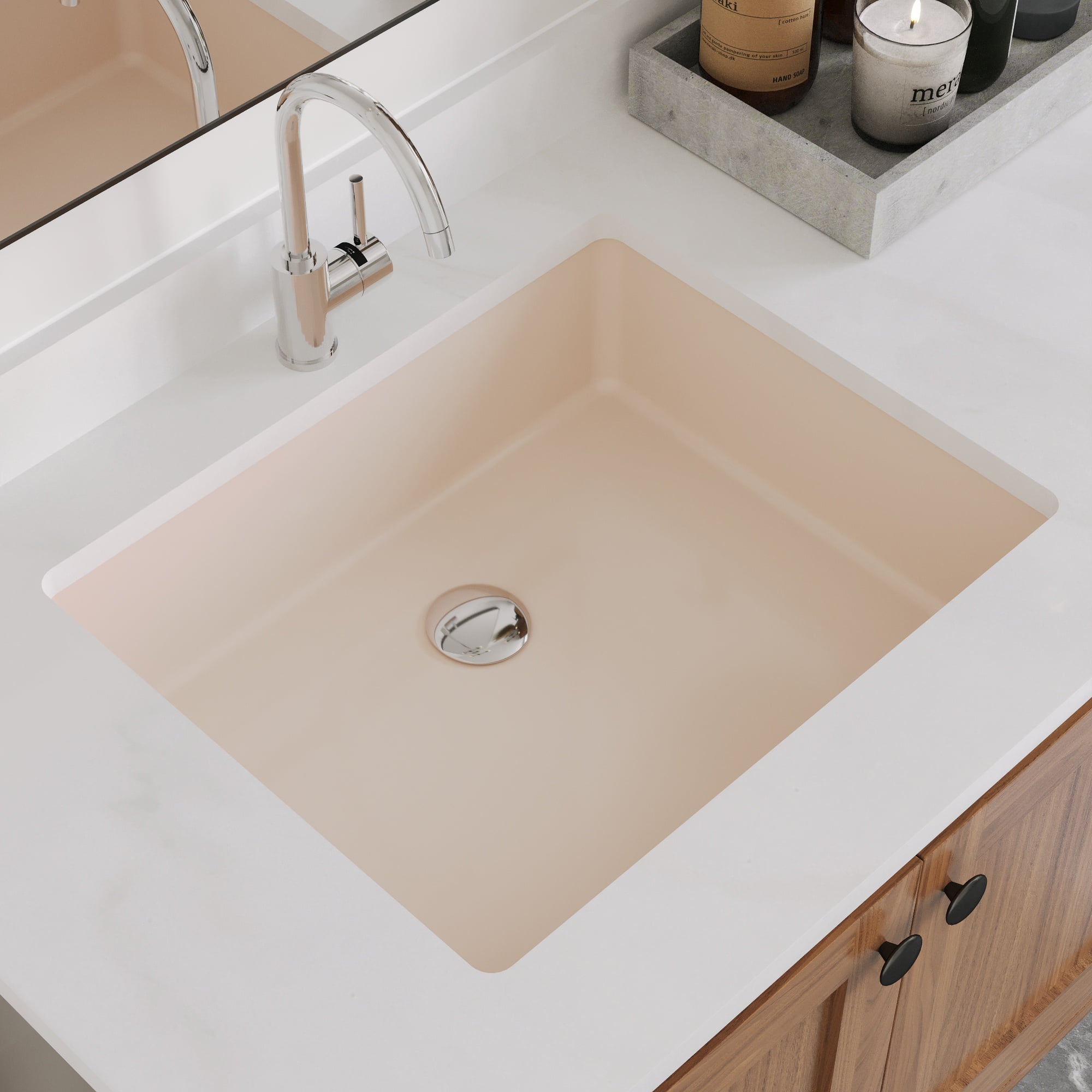 DV-1U201BN DeerValley Ursa 20" X 15.6" Rectangular Vitreous China Undermount Bathroom Sink with Overflow