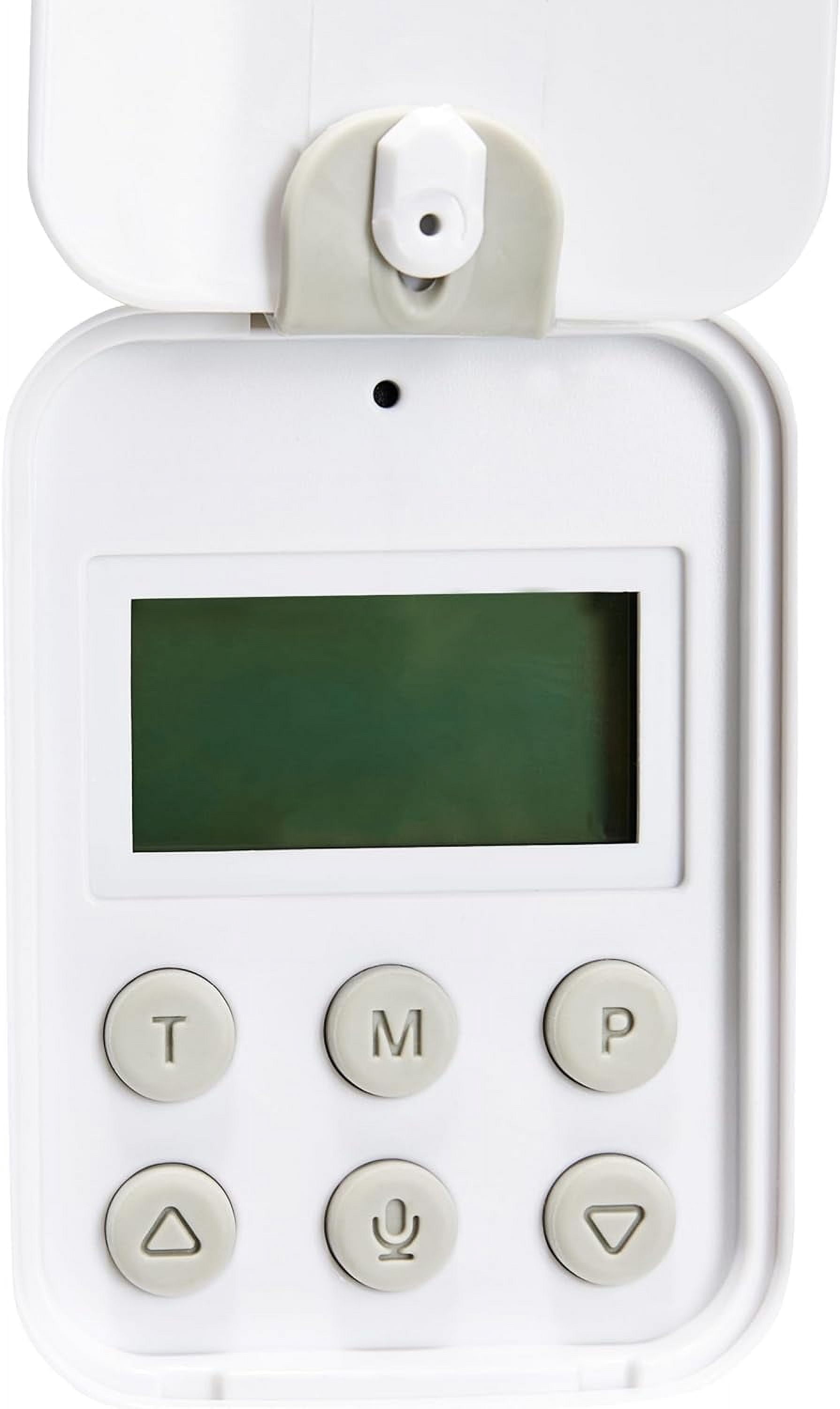 Automatic Cat Feeder with Programmable Voice Recorder, Slow Feed, Portion Control, 4L Capacity, White