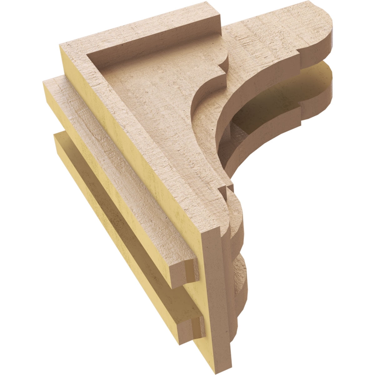 4"W x 4"D x 8"H Wide Bryant Rough Cedar Woodgrain TimberThane Corbel, Primed Tan