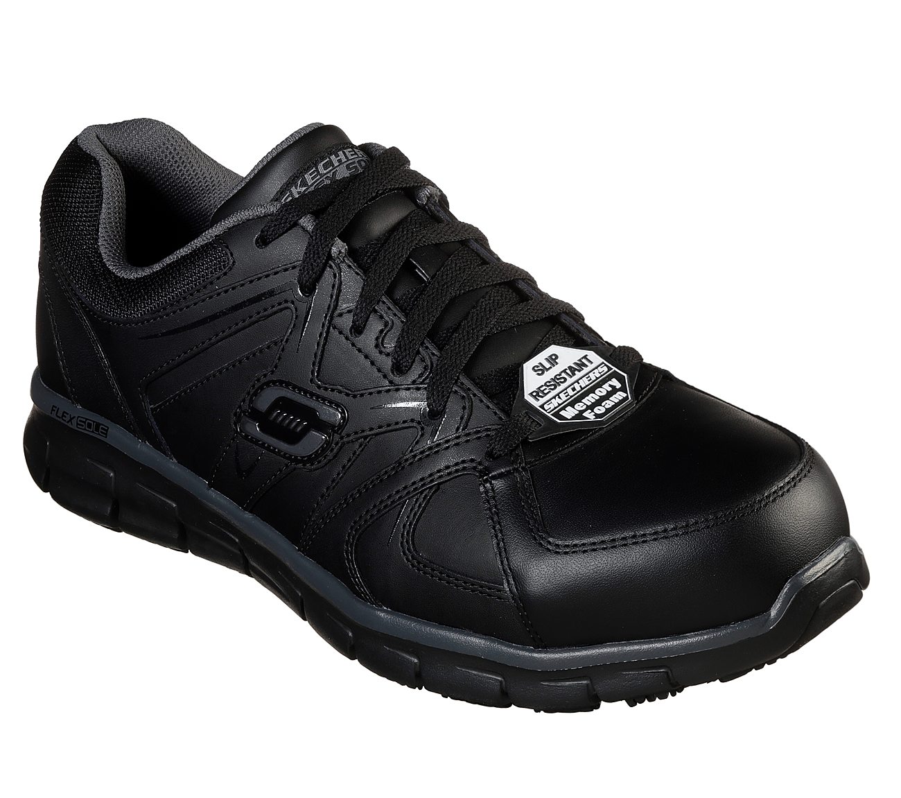 Skechers - Skechers for Work Men's Synergy Ekron Alloy Toe Shoe, Black, 7.5 M US - Walmart.com 