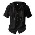thumbnail image 4 of Siilsaa Men Shirts Men's Shirts Short Sleeve Button Down Casual Beach Tropical Shirts Holiday(Black,L), 4 of 7