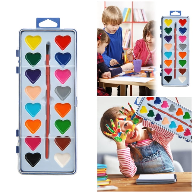 Riforla Valentines Day Painting Kit Heart Shaped Watercolor Paint Set Washable Water Color Paints with Paintbrush Watercolor Painting Book Art Supplies for Valentine Birthday Painting Supplies White