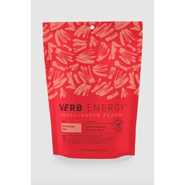 Verb Energy Caffeinated Bars, Red Velvet 12ct pouch