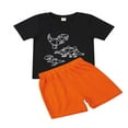thumbnail image 3 of Boy T-shirt Set  Neck Printed T-shirt Lace Up Short Pants, 3 of 6