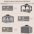 thumbnail image 6 of EAGLE PEAK 12'x14' Outdoor Patio Hardtop Gazebo with Aluminum Frame, Galvanized Steel Double Roof with Netting and Curtains, White/Gray, 6 of 9