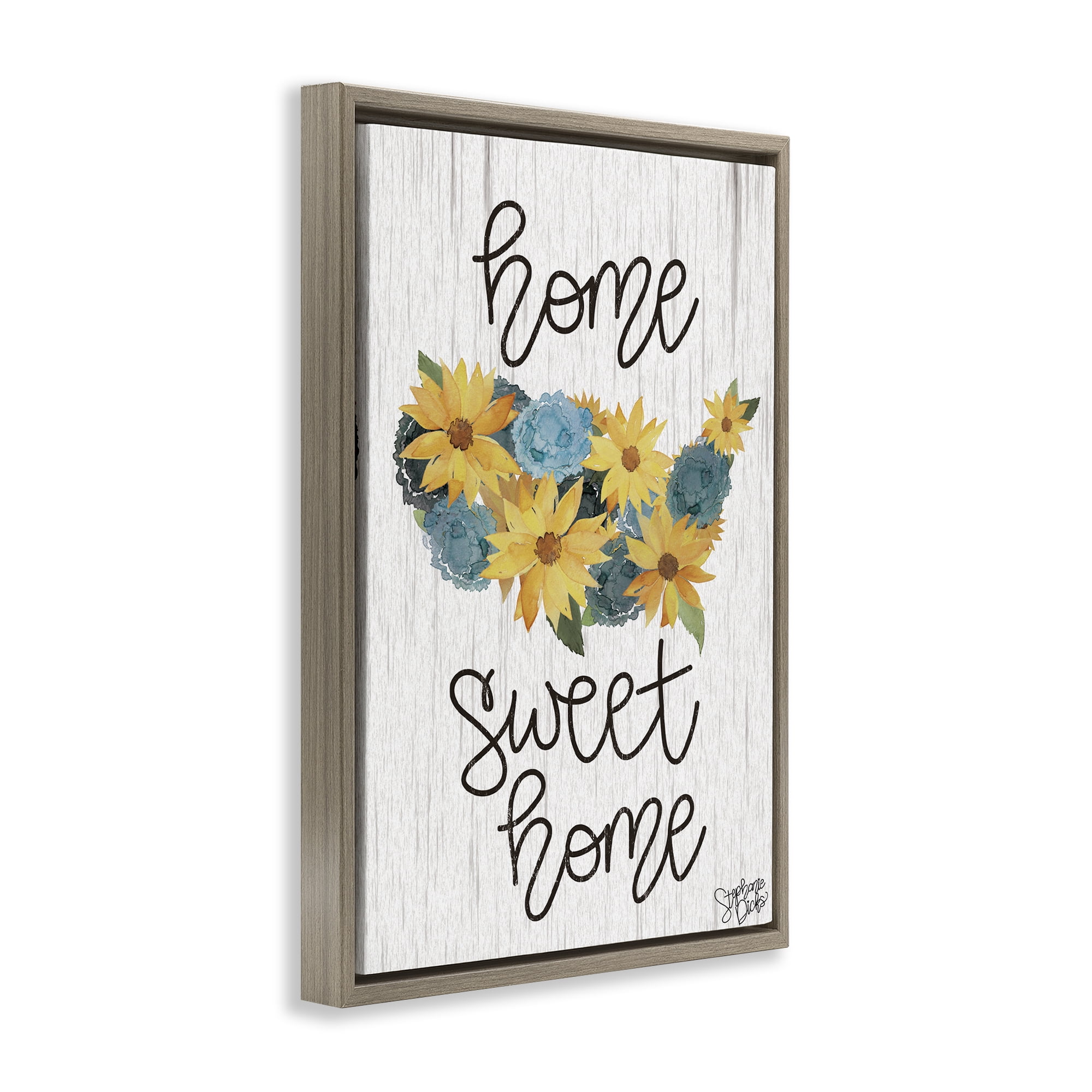 Stupell Industries Floral Americana Phrase Plants & Flowers Painting Brown Floater Framed Canvas Art Print Wall Art, 17 x 25