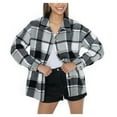 thumbnail image 2 of Women's Gameday Couture  Grey Georgia Bulldogs Long Sleeve Brushed Plaid Button-Up Overshirt Jacket, 2 of 4