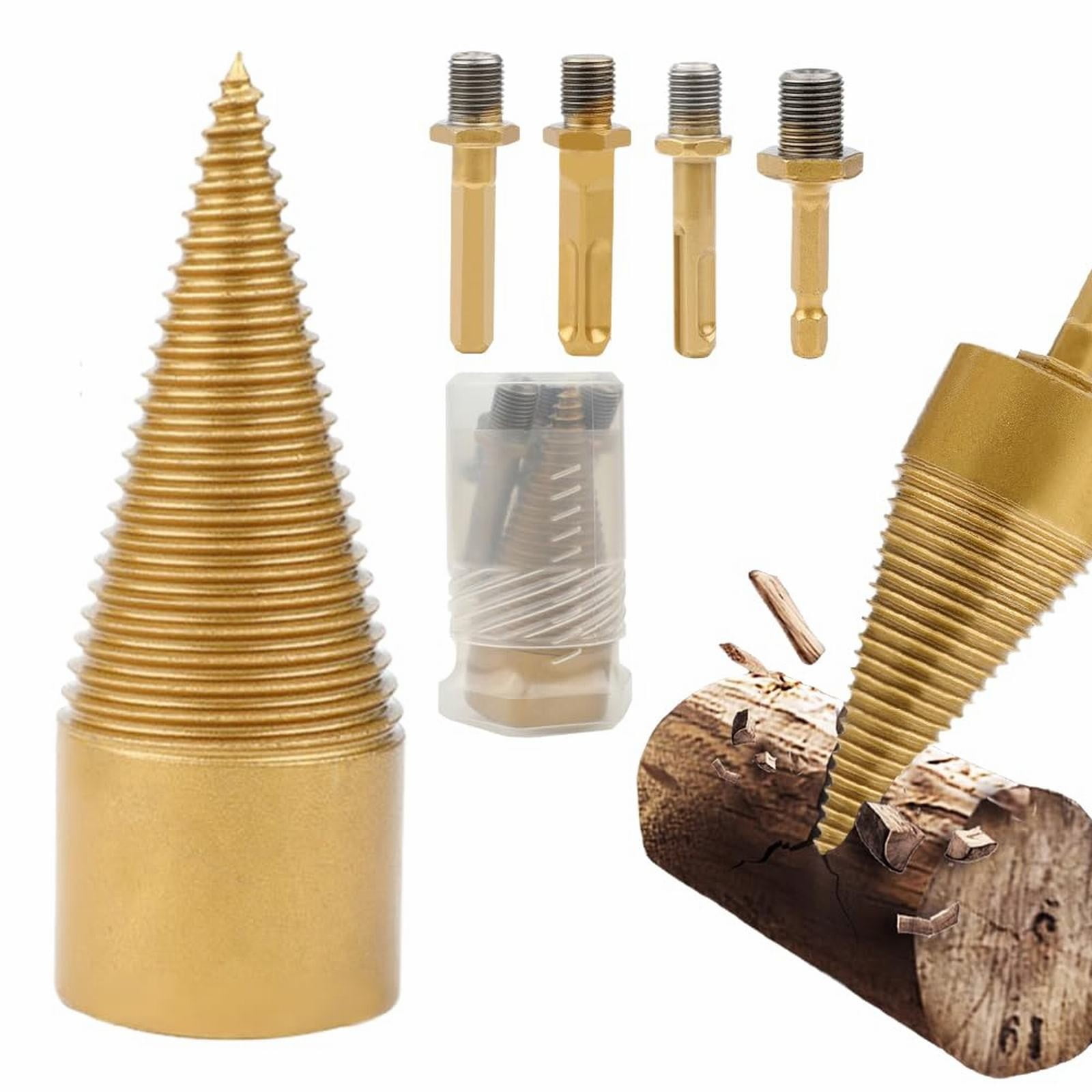 Clearance Sale!Firewood Drill Bit Set With 4 Handles Detachable Fire Wood Splitter Drill Bit Tool 42Mm / 32Mm Wood Log Splitter Drill Bit Wood Splitting Drill Bit For Drill Machine, Hardware Drill Bi