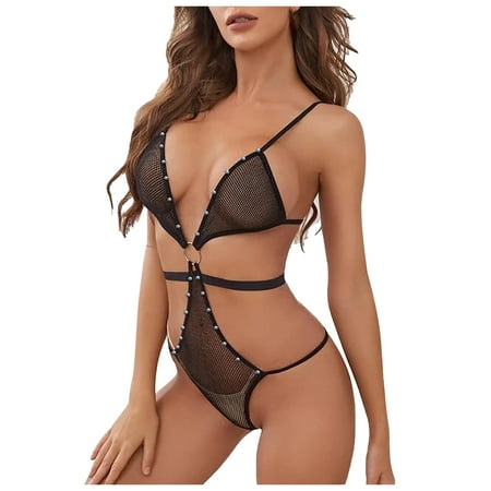 Summer Savings!Summer Pants for Women 2024 Sexy Women Lingerie Hollow Out Bandage Mesh Temptation Babydoll Underwear Sleepwear Jumpsuit Bodysuits Womens Plus Size Pants
