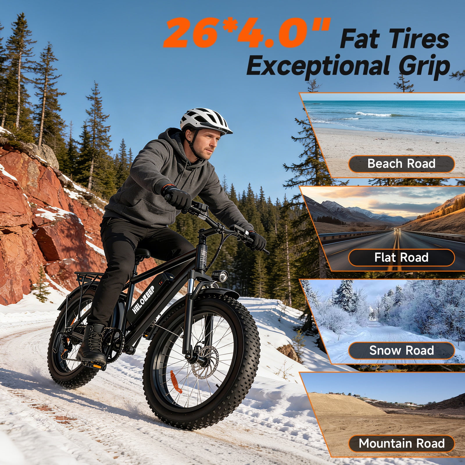 26" Fat Tire Electric Bike for Adults, 750W Motor (1500W Peak), 48V 15.6Ah Removable Battery, UL 2849 Certified Off-Road Ebike, 7-Speed Dual Disc Brakes, Black